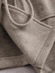 Franclia Áo khoác nữ tay dài màu trơn, thường ngày thu/đông mới, tối giản và đa năng - Màu Khaki - Xem 7