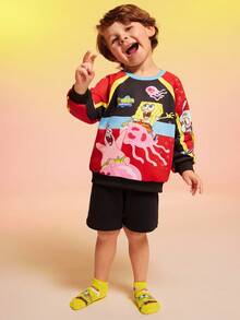 SpongeBob SquarePants | SHEIN 4 双棉质柔软透气吸湿排汗儿童短袜，彩色可爱卡通图案踝袜，加固脚趾和脚跟，经久耐用，男女通用，适合所有季节，百搭，适合学校和户外，夏季冬季，帕特里克、章鱼哥、蟹老板 - 彩色 - 查看 4