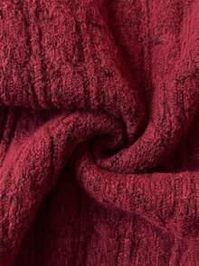 Elenzga Damen lässiger, weiter einfarbiger Pullover, Off-Shoulder, Langarm - Rot - Übersicht 7
