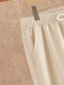 HIMLAND 2pcs/Set Men's Casual Corduroy Long Sleeve Slim Fit Shirt And Drawstring Waist Straight Leg Pants Set, Earthy Clothes Outfit, Linen Two Piece Set, Fall