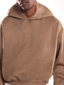 SUMWON Cropped Pullover Hoodie - Brown - View 3