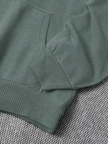 EURMUSE 100 % bomull herrtröja med huva, ficka och dragsko - Mintblå - Visa 4