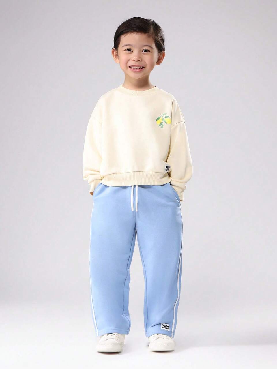 Lemon Print Sweatshirt With Wide Leg Pants Set