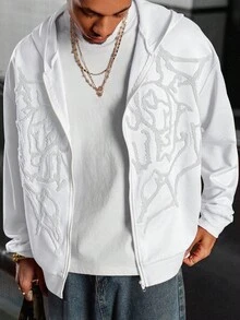 PAVTROS Felpa con cappuccio e chiusura lampo da uomo Manfinity Streetrush, stile urban scuro, street style INS, stile Y2K, autunnale