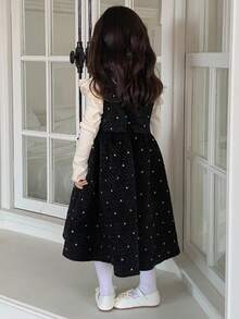 Dazy Kids Young Girls Square Neck Sleeveless Dress, Autumn/Winter - Black - View 5