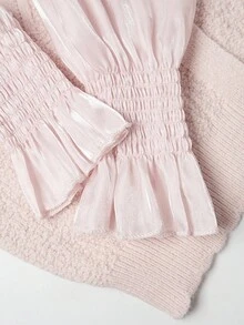 Elenzga 女士纯色珍珠装饰优雅开衫 - 粉色 - 查看 4