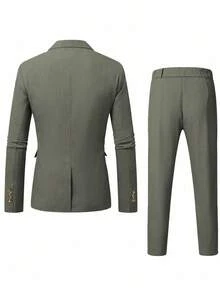 Calvornis Men's Casual Business 2 Pieces Suit, Solid Color Suit Set Jacket And Pants, Simple Fashion Casual Daily Wear Wedding Suit Prom Suit Men, Suitable For Valentine's Day Anniversary And Other Occasions, It Is A Great Gift For Your Boyfriend Or Husband. Men Beige Suit Men Green Suit Men Khaki Suit Olive Green And Gold For Men Men Summer Suits