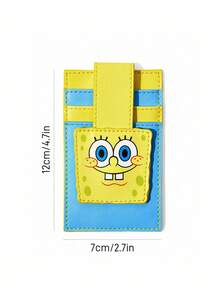 SpongeBob SquarePants | SHEIN 1 件 PU 皮革卡通图案印花卡包，可存放 3 张卡片，适合男士、女士、学生 - 黃色 - 查看 6