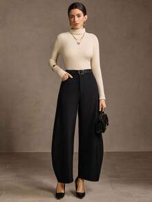 MOTF PREMIUM SEAM FRONT WIDE LEG SUIT PANTS - Black - View 3