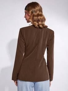 COSMINA Women's Solid Color Long Sleeve Single-Breasted Casual Commuter Regular Jacket, Autumn,Brown Jacket,Fall - Brown - View 7