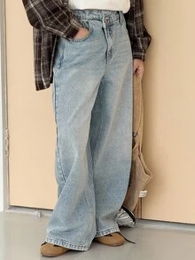 DAZY 青少年女孩休闲牛仔裤 - 淺色水洗藍 - 查看 6