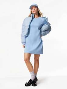 GLOWMODE Modal Midi Dress Side Invisible Pockets Built-In Thumbnail Casual Daily - Baby Blue - View 7
