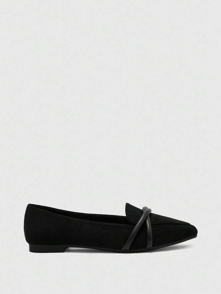 CUCCOO BIZCHIC Women's Square Toe Flat Black Criss-Cross Strap Soft Bottom Comfortable Retro Loafers, Suitable For Daily Commute And Office Wear For Christmas Spring Shoes