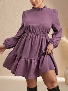 Chikora Plus Size Casual & Commute Solid Color Lantern Sleeve Dress 2025 Autumn And Winter New Style Autumn Clothing For Women   Winter Dress Women  Halloween   Christmas Christmas Party Dress New Year Dress New Year Women's Clothes Elegant Dresses For Party   Party Outfit Wedding Guest Dress Wedding Party Dress Graduation Dress  Prom Dress Elegant Dresses For Women Elegant Evening Dresses Luxury Evening Dress For Women  Halloween Costumes   Christmas New Year Old Money Style