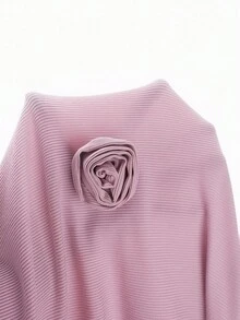 Elenzga Abito aderente a maniche lunghe con decorazione floreale 3D per taglie forti