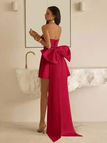 Vowa Elegant Luxurious Oversized Bow Beaded Collar Strapless, Suitable For Weddings, Events, Parties, Vacations, Galas