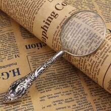 1 件欧式金色花卉图案手持阅读放大镜带玻璃镜片返校