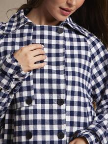 WESTFADE Gingham Notch Collar Double Breasted Boxy Fit Cropped Trench Coat Back To School Cute Fall Clothes