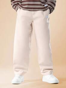 SUMWON Textured Striped Polo Co-Ord Set With Chino Pants Autumn Winter Casual Tween Outfit Daily Wear Two Piece Set Preppy Style Casual Smart Outfit Holiday Wear - Brown - View 4