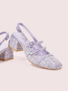 CUCCOO DOLLMOD Sepatu hak tinggi platform Mary Jane dengan tali gesper warna ungu, cocok untuk Halloween dan Natal. - Purple - View 2