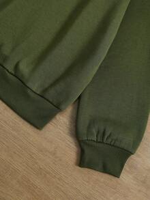 INAWLY Áo nỉ dài tay cổ tròn dáng rộng in họa tiết, kiểu dáng thường ngày, dành cho nữ. - màu xanh lá - Xem 3