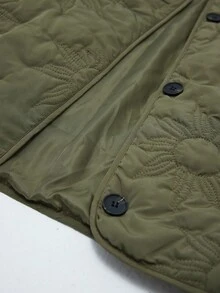 Aveloria Affinna Abrigo acolchado corto versátil y casual con diseño único de girasol en color verde oliva