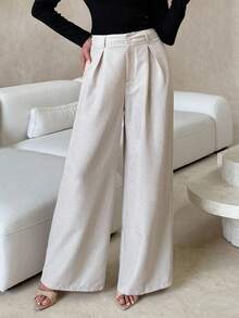 Lavishia Modische und vielseitige Damenhosen mit weitem Bein in Unifarbe, geeignet für den Arbeitsweg