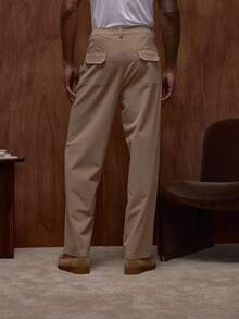 Pantalón ligero con pierna recta, bolsillos traseros dobles, costuras de contraste premium para otoño/primavera-verano - Camel - Ver 4