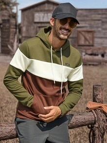 Manfinity Nomadique Men's Casual Loose Fit Long Sleeve Hoodie With Pockets, Thermal Lined, Fall Winter
