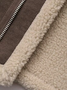 Dazy-Less 女士时尚百搭常规款夹克，秋冬季保暖内衬女式外套 - 棕色 - 查看 8