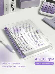 SHEIN Quaderno a spirale A5 da 120 pagine, copertina morbida e trasparente con fogli staccabili perforati, design impermeabile, regalo a tema musicale per forniture per ufficio, scuola e università