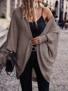 SHEIN Frenchy Casual Commuter Solid Color Batwing Sleeve Jacket, Autumn,Fall Winter Spring - Camel - View 3