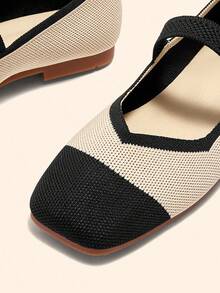 CUCCOO BASICS Zapatos planos de mujer con hebilla de metal a rayas rojas - Albaricoque - Ver 5