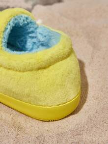 SpongeBob SquarePants | SHEIN Cute Embroidery Cartoon Yellow Children's Non-Slip Indoor Elastic Band Slippers Toddlers & Kids Soft Plush Warm House Shoes, Lightweight And Durable EVA Sole, Unisex For Boys And Girls Home Bedroom Air-Conditioned Room,Spring & Autumn & Winter