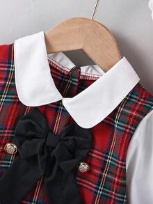 1pc Young Girl Dress,Collegiate Style Outfit - Multicolor - View 5