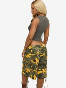 SUMWON WOMEN 棉质罗纹水洗背心，带孔眼细节索环，夏季节日休闲无袖 - 灰色 - 查看 8