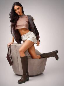 SHUZIA Women's Stylish & Comfortable Block Heel Knee-High Boots With Buckled Strap For Christmas