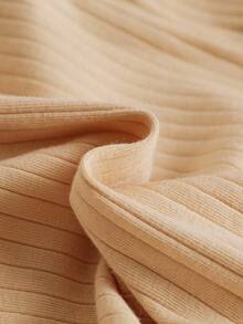 SHEIN Vintaside Kids 婴儿休闲可爱荷叶边长袖连体衣及发带套装，秋冬款 - 卡其色 - 查看 8