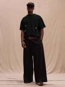 Musero Áo thun in khẩu hiệu đồ họa cỡ lớn mùa xuân, mùa hè, phong cách đường phố - màu đen - Xem 5