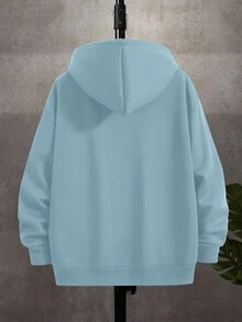 Manfinity Dauomo Herren einfarbiger Hoodie mit Raglanärmeln, Kordelzug und Reißverschluss, Herbst