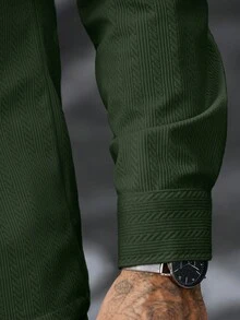 Manfinity CasualCool 2件套男士灯芯绒工作长袖衬衫和裤子，秋季服装