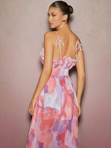 L'Amorae Ruffle Chiffon Spring Maxi Dress With Side Slit - Multicolor - View 3