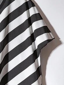 SHEIN Clasi 2 件女士系带蝴蝶结条纹宽松舒适直筒黑色长裤套装，适合办公室穿着 - 彩色 - 查看 4