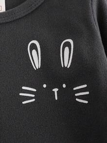 Cozy Pixies Baby Mädchen Kuschel-Fit Pyjama Set, Cartoon Hase & Katze Muster, weicher Strick Rundhals Langarm Top und Hose, Ganzjährig