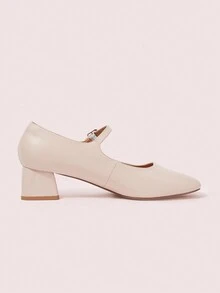 CUCCOO DOLLMOD Bombas de tacón grueso con hebilla de unicolor casual para mujer - apenas rosa - Ver 8