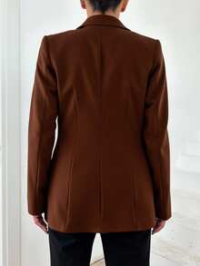 EURMUSE Ladies Single Breasted Suit Jacket - Red - View 2