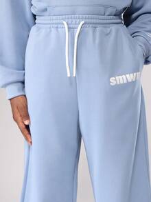 SUMWON Tween Boys Two Piece Set Powder Blue Winter Pullover Hoodie Wide Leg Jogger Pants Sweatsuit Wear Matching Set Casual Everyday Wear - Baby Blue - View 8