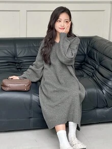 DAZY Vestido suéter de malha para meninas pré-adolescentes outono/inverno