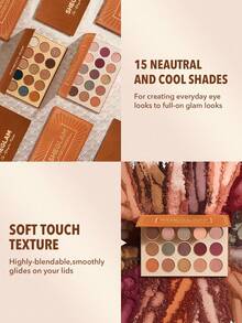 SHEGLAM Centuries Palette 15-Color Matte Shimmer Eyeshadow Palette Neutral And Cool Tones Long Lasting Soft Smooth Professional Eyeshadow Eye Makeup Cosmetics Eyeshadow Brand Beauty Makeup Face Paint Cosmetic For Women Girls Perfect For Winter Spring Ideal For Y2K Fancy Fashion Suitable For Birthday Gift Party Ready Best Color - Centuries - View 2