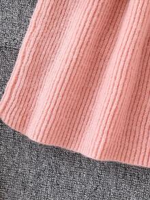 Vestido de punto con volantes en el bajo, unicolor, informal, para niña preadolescente, otoño/invierno - Rosa - Ver 6